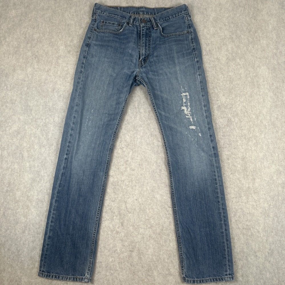 Levi s 505 Jeans Men's 32x34 Regular Straight‎ Leg Distressed Denim Jeans